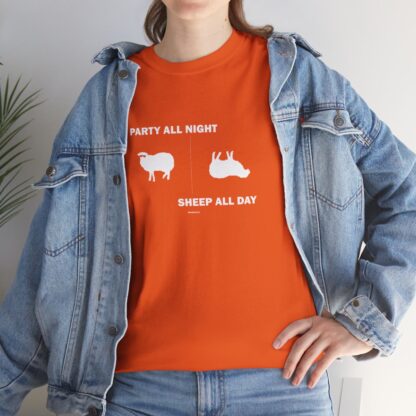 PARTY ALL NIGHT SHEEP ALL DAY Unisex Heavy Cotton Tee - Image 50