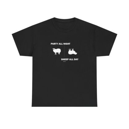 PARTY ALL NIGHT SHEEP ALL DAY Unisex Heavy Cotton Tee - Image 2