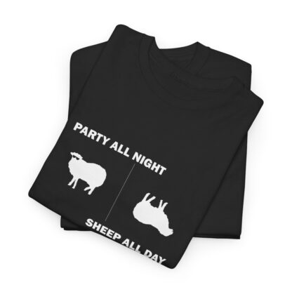 PARTY ALL NIGHT SHEEP ALL DAY Unisex Heavy Cotton Tee - Image 6