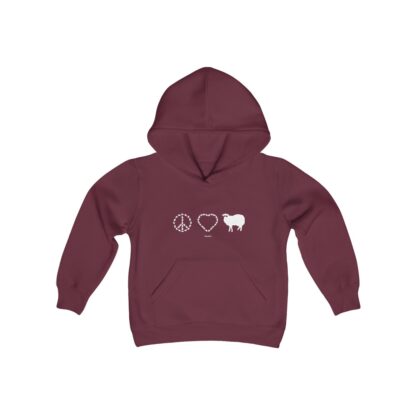 PEACE LOVE SHEEP Youth Heavy Blend Hooded Sweatshirt - Image 11