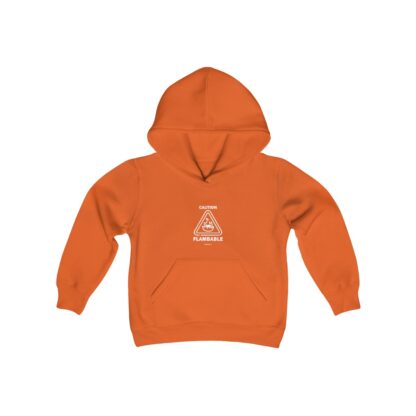 CAUTION FLAMBABLE Youth Heavy Blend Hooded Sweatshirt - Image 9