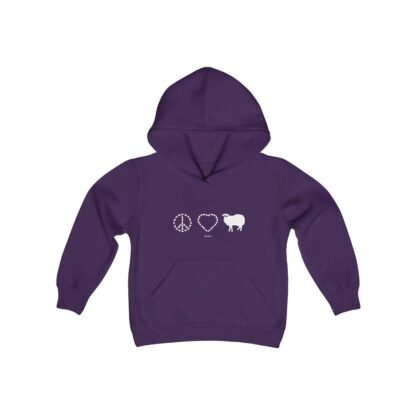 PEACE LOVE SHEEP Youth Heavy Blend Hooded Sweatshirt - Image 25