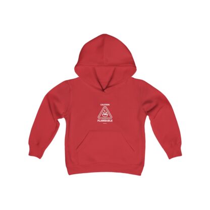 CAUTION FLAMBABLE Youth Heavy Blend Hooded Sweatshirt