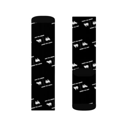 PARTY ALL NIGHT SHEEP ALL DAY Sublimation Socks - Image 11