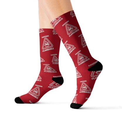 CAUTION FLAMBABLE Sublimation Socks - Image 9