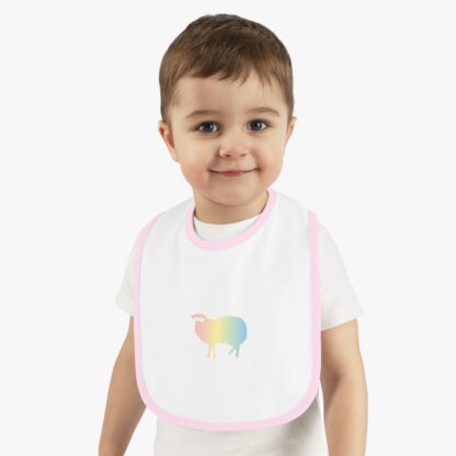 Cotton Candy Sheep Baby Contrast Trim Jersey Bib - Image 5