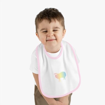 Cotton Candy Sheep Baby Contrast Trim Jersey Bib - Image 6