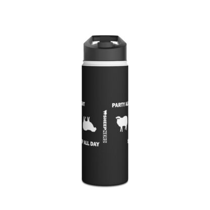 PARTY ALL NIGHT SHEEP ALL DAY Stainless Steel Water Bottle, Standard Lid - Image 2