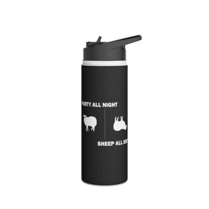 PARTY ALL NIGHT SHEEP ALL DAY Stainless Steel Water Bottle, Standard Lid - Image 4