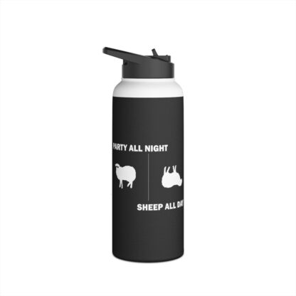 PARTY ALL NIGHT SHEEP ALL DAY Stainless Steel Water Bottle, Standard Lid - Image 17