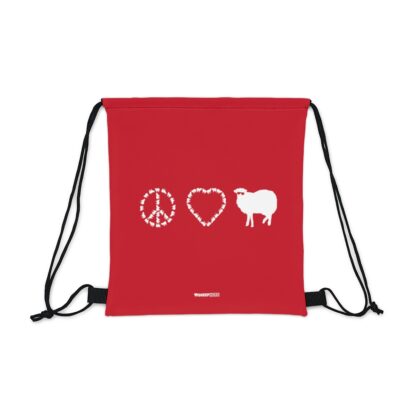 PEACE LOVE SHEEP Outdoor Drawstring Bag - Image 2