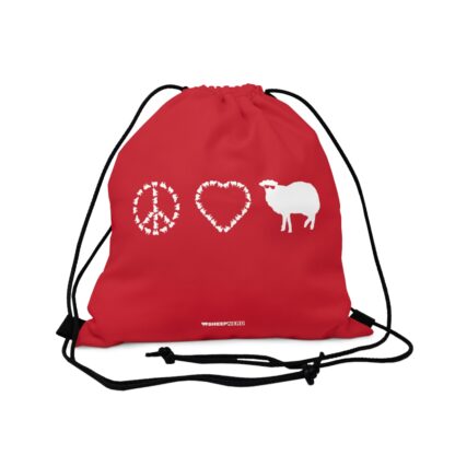 PEACE LOVE SHEEP Outdoor Drawstring Bag - Image 4