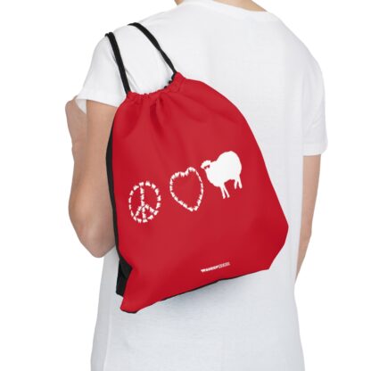 PEACE LOVE SHEEP Outdoor Drawstring Bag - Image 5