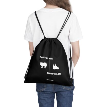 PARTY ALL NIGHT SHEEP ALL DAY Outdoor Drawstring Bag - Image 5