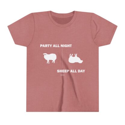 PARTY ALL NIGHT SHEEP ALL DAY Youth Short Sleeve Tee - Image 3